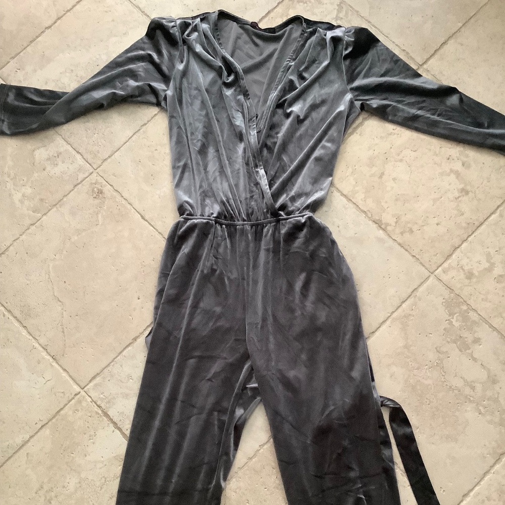 Silver Velvet Jumpsuit